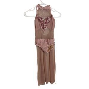 Patrick James Pink Embezzled Dance Leotard With Train Youth L